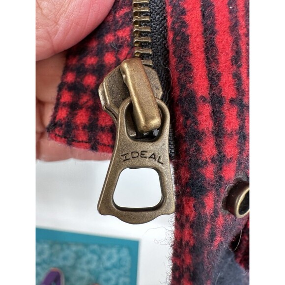 Levi’s Buffalo Plaid Truckers Jacket Women’s L Polyester Wool Blend Red & Black - Picture 6 of 14